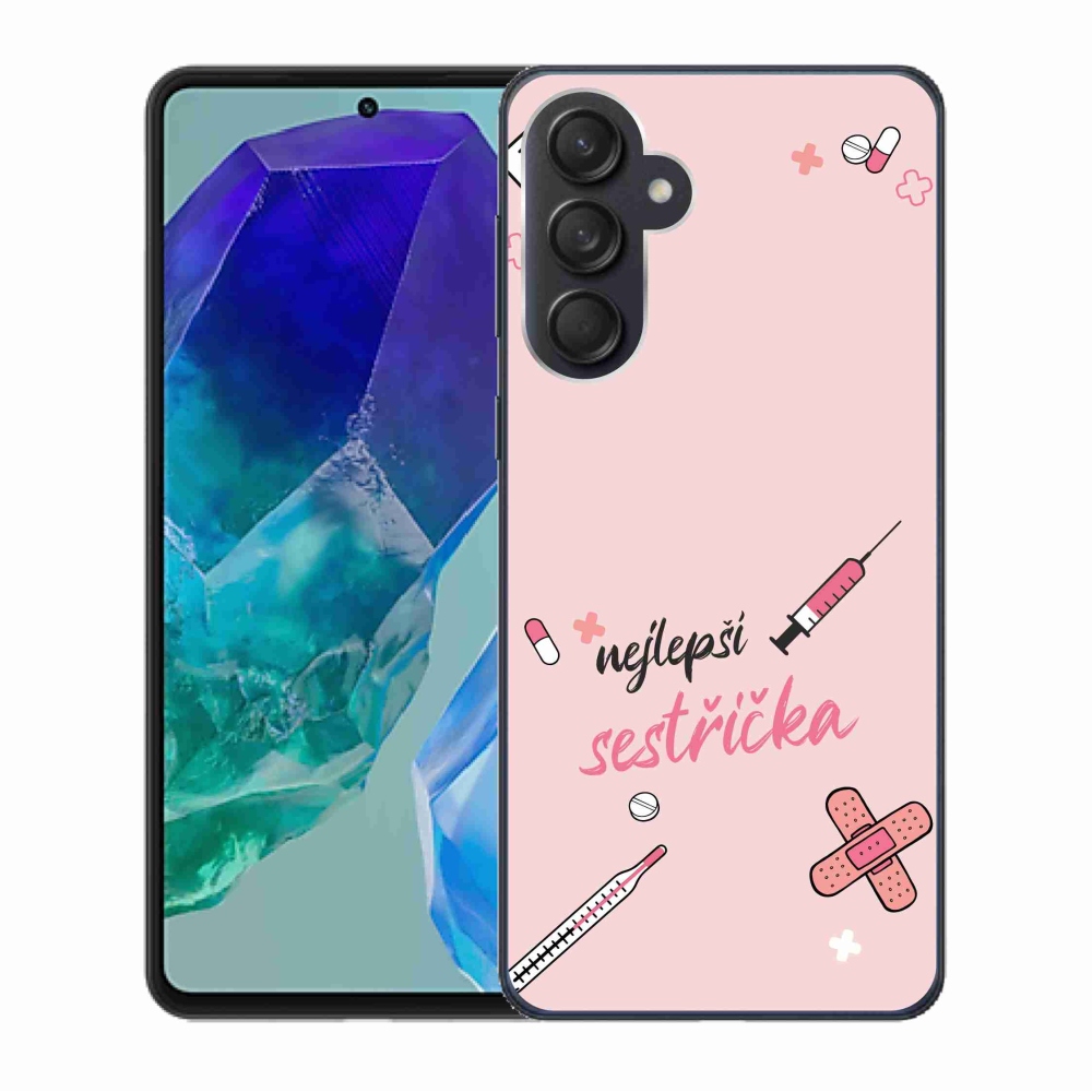 Gelový kryt mmCase na Samsung Galaxy M55 5G - nejlepší sestřička růžové pozadí