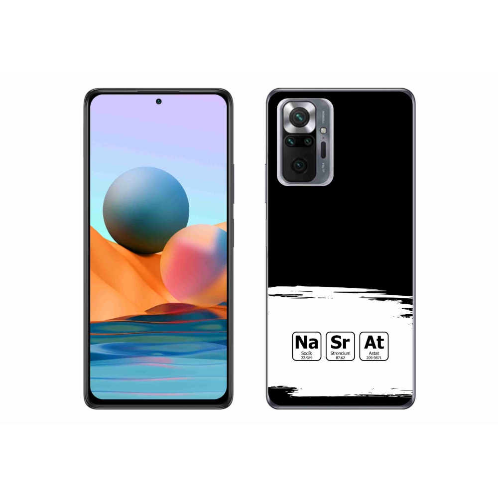 Gelový kryt mmCase na Xiaomi Redmi Note 10 Pro - chemické prvky bíločerné pozadí
