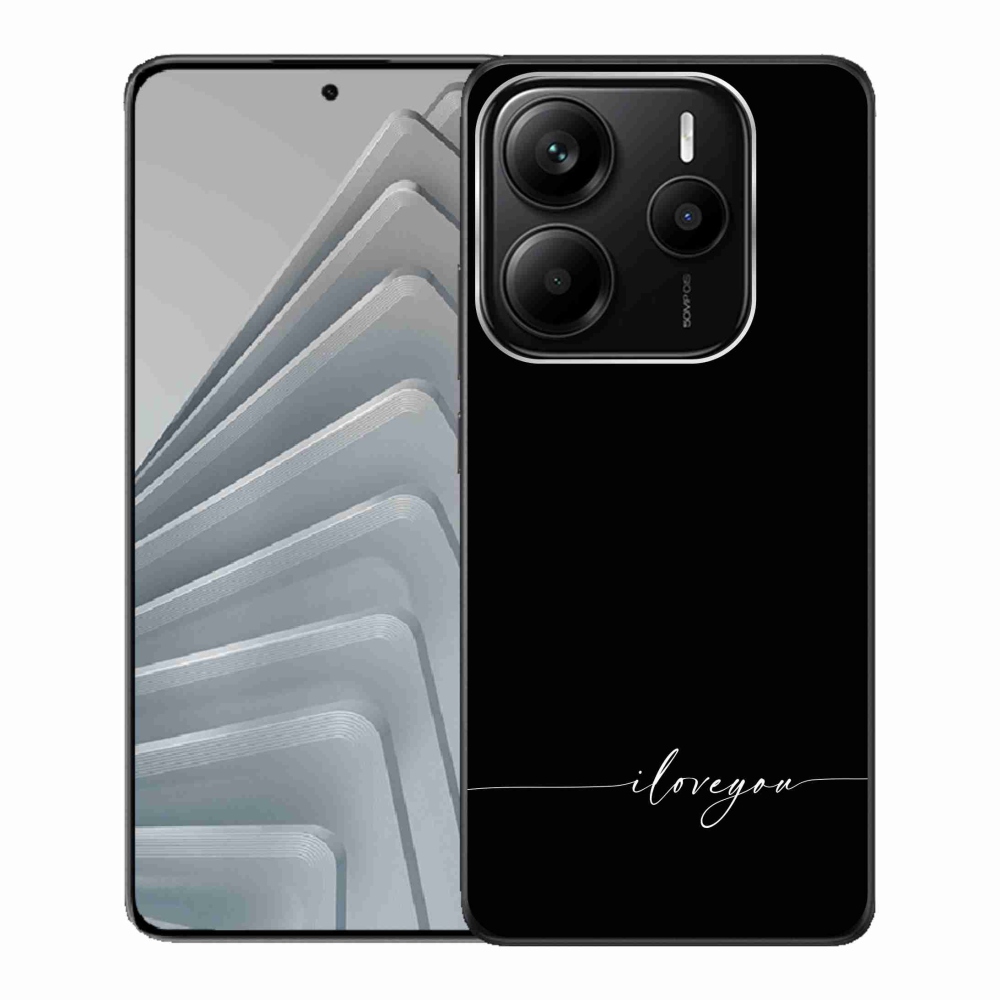 Gelový kryt mmCase na Xiaomi Redmi Note 14 5G - I love you černé pozadí
