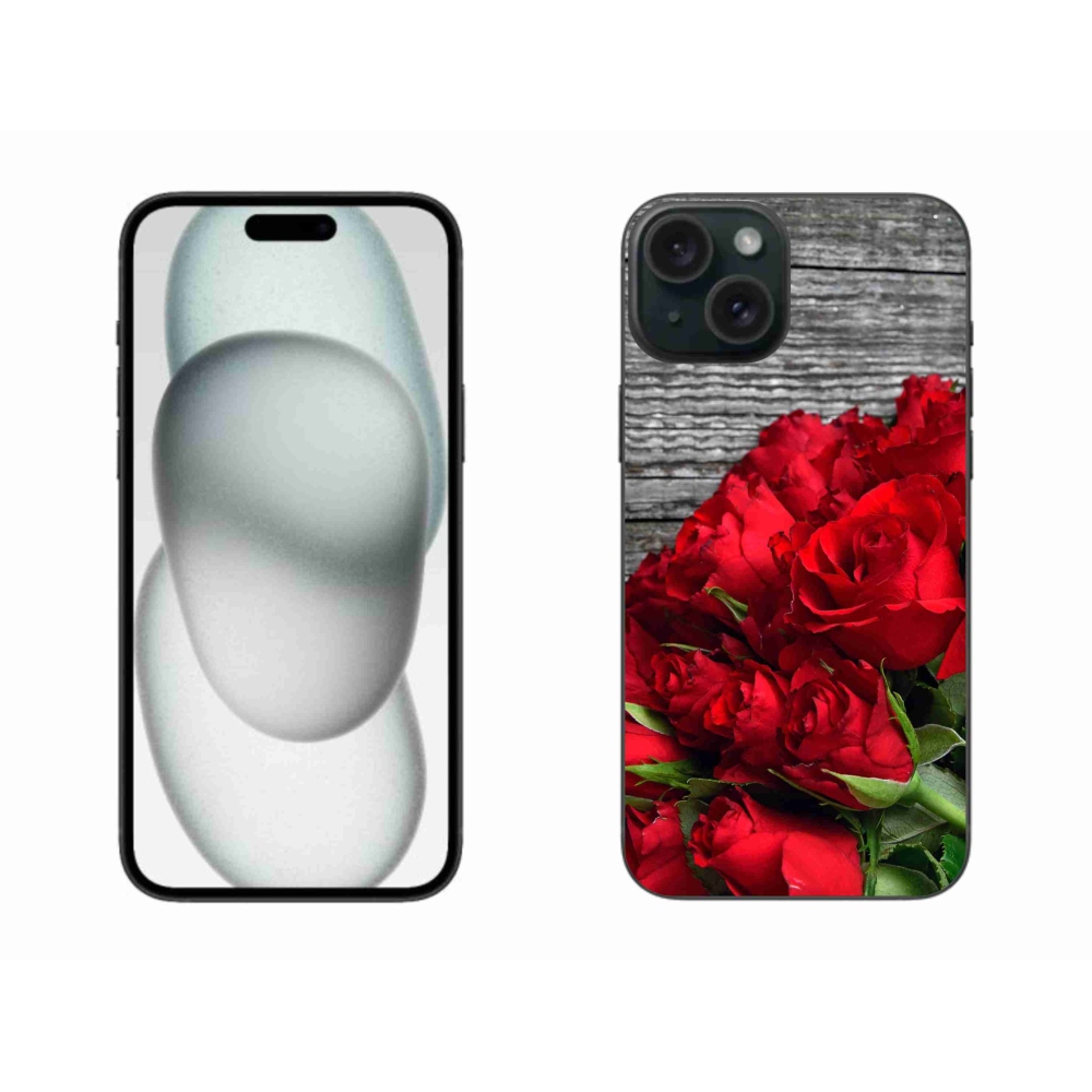 Gelový kryt mmCase na iPhone 15 Plus - červené růže