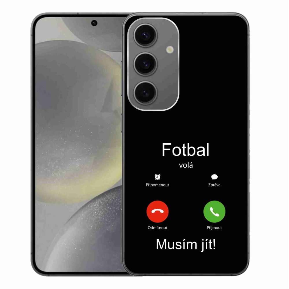 Gelový kryt mmCase na Samsung Galaxy S24+ - fotbal volá černé pozadí