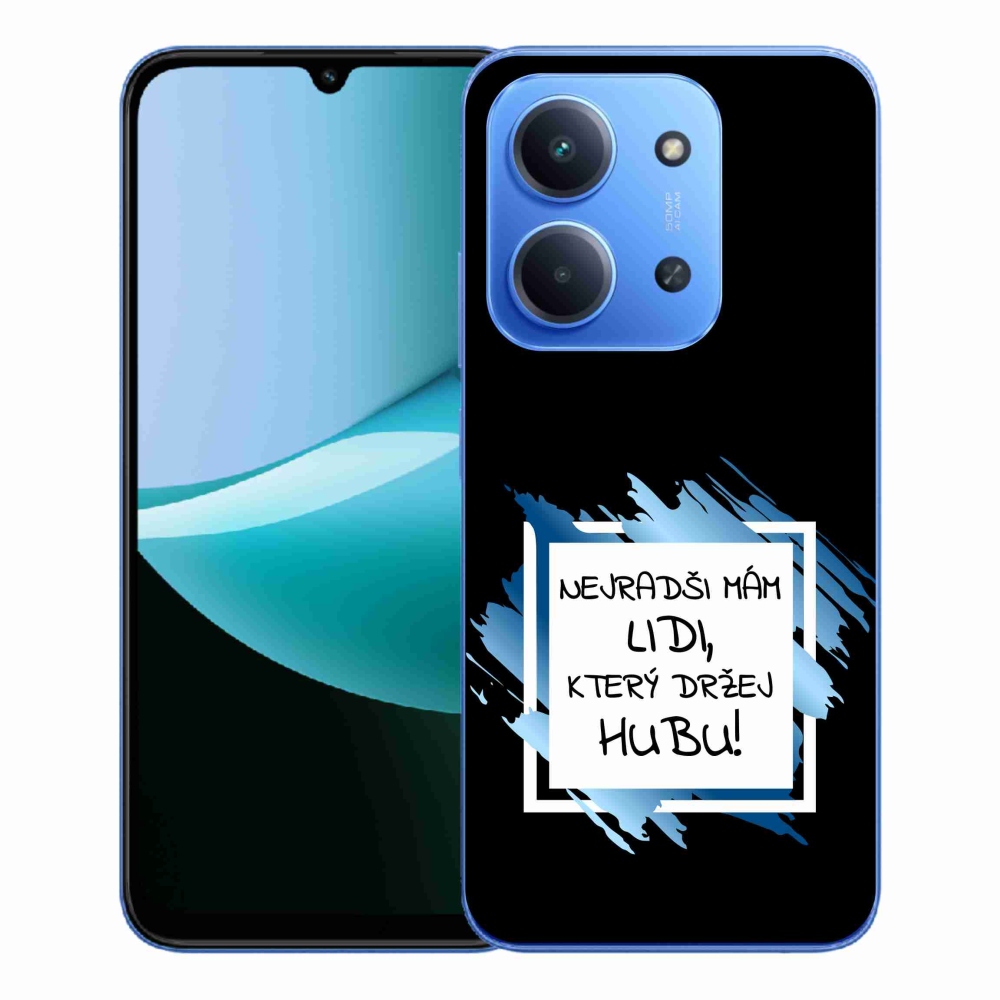 Gelový kryt mmCase na Xiaomi Redmi 15C 4G/5G (173mm) - vtipný text 7 bíločerné pozadí