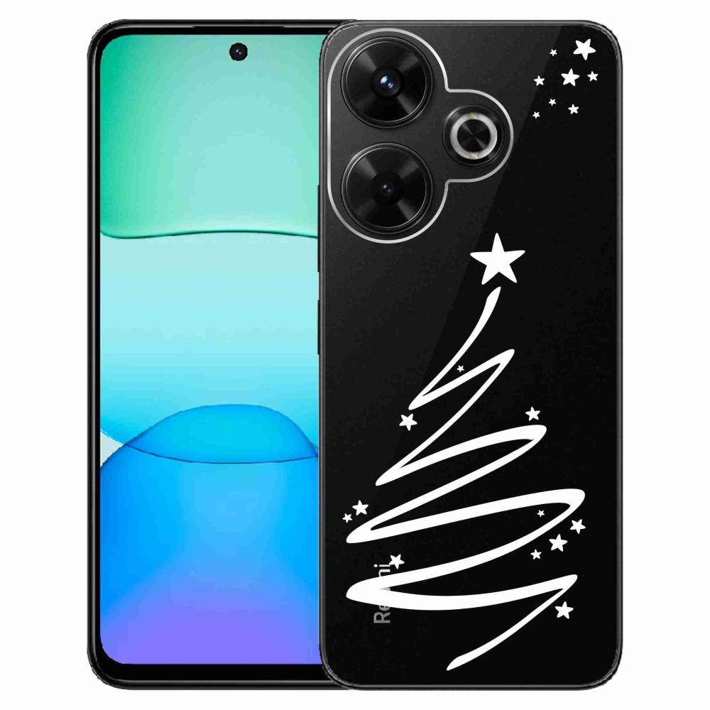 Gelový kryt mmCase na Xiaomi Redmi 13 4G/Poco M6 4G - bílý stromeček na průhledném pozadí