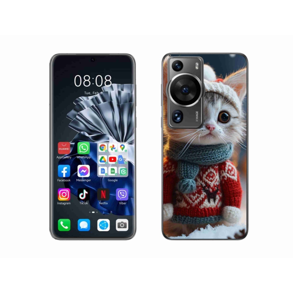 Gelový kryt mmCase na Huawei P60 Pro - kotě ve svetru