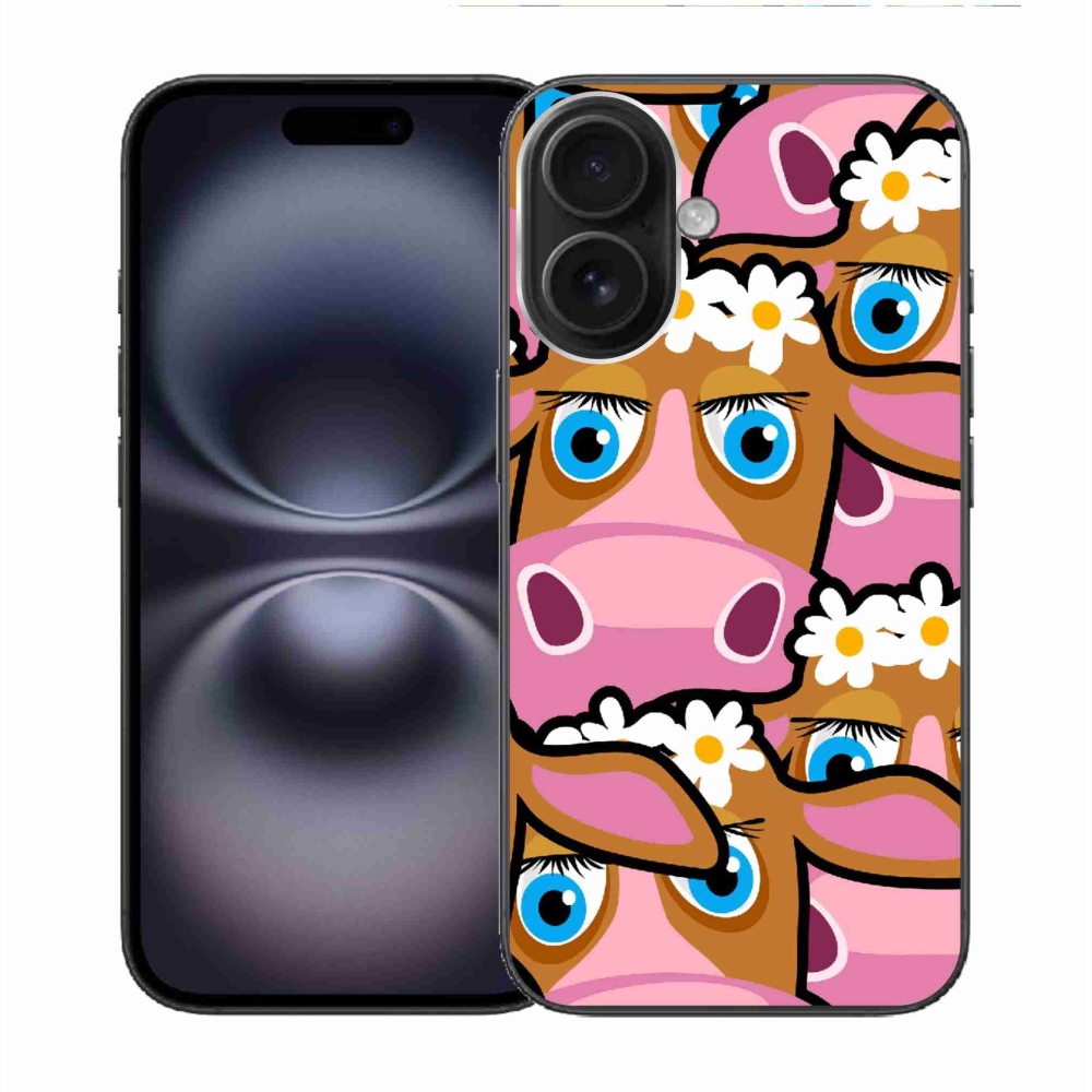 Gelový kryt mmCase na iPhone 16 - kreslené kravičky