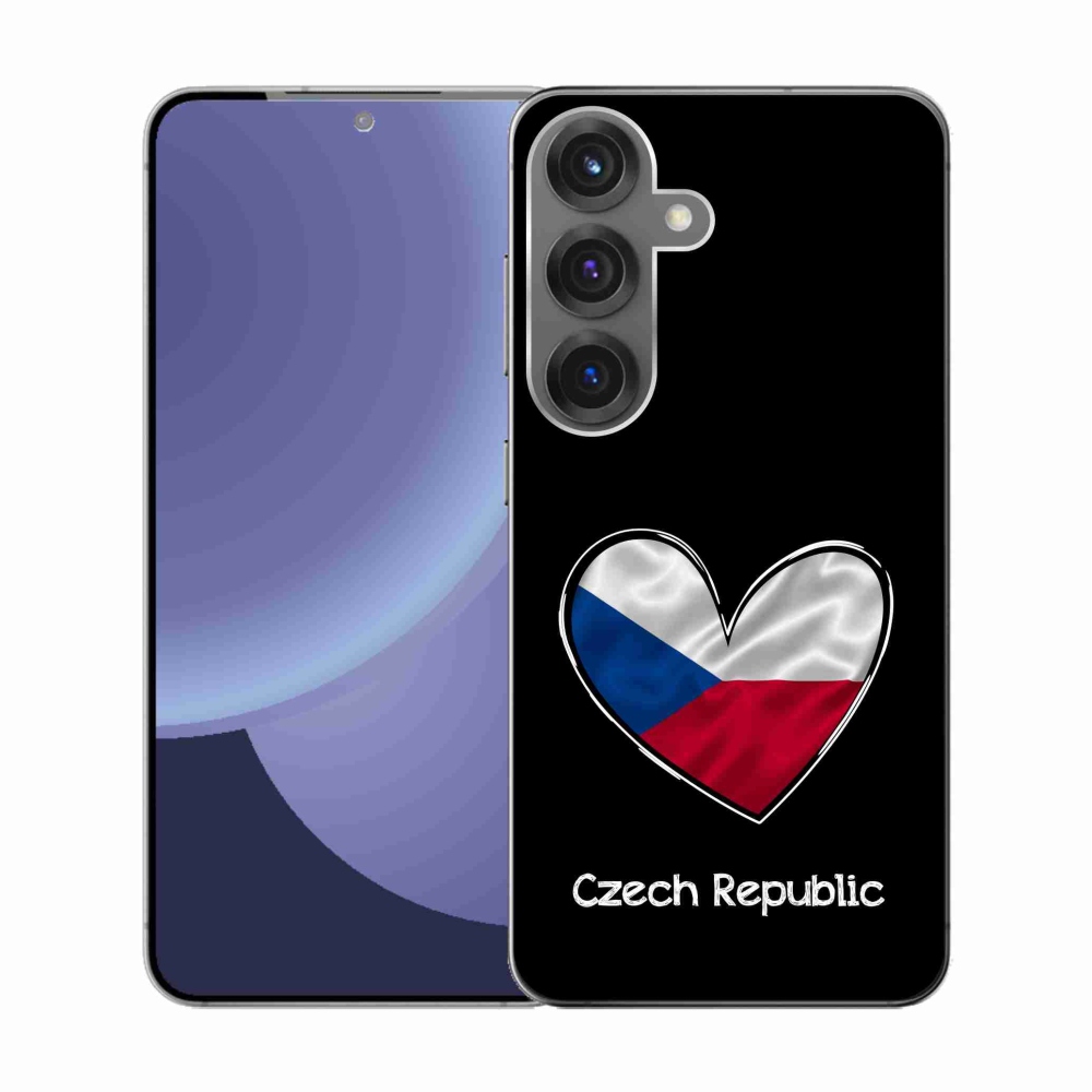 Gelový kryt mmCase na Samsung Galaxy S25 - vlajka srdce černé pozadí
