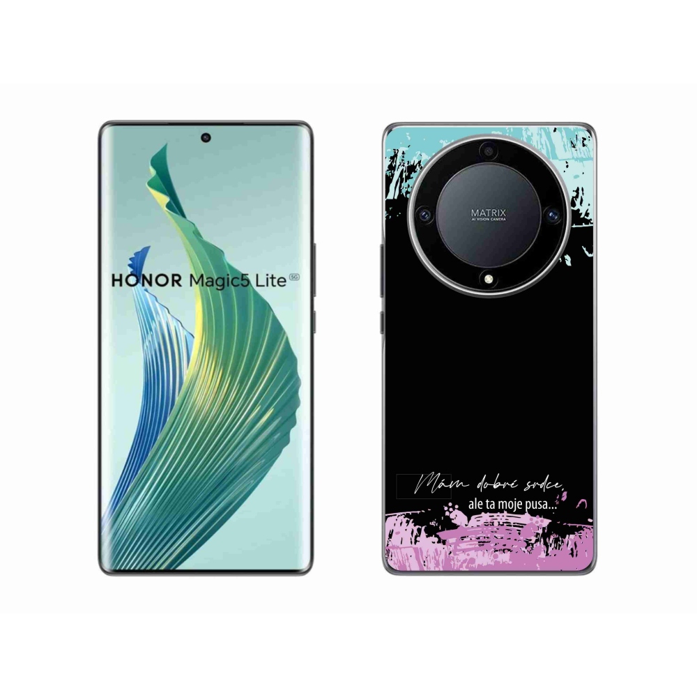 Gelový kryt mmCase na Honor Magic 5 Lite 5G - vtipný text 3 černé pozadí