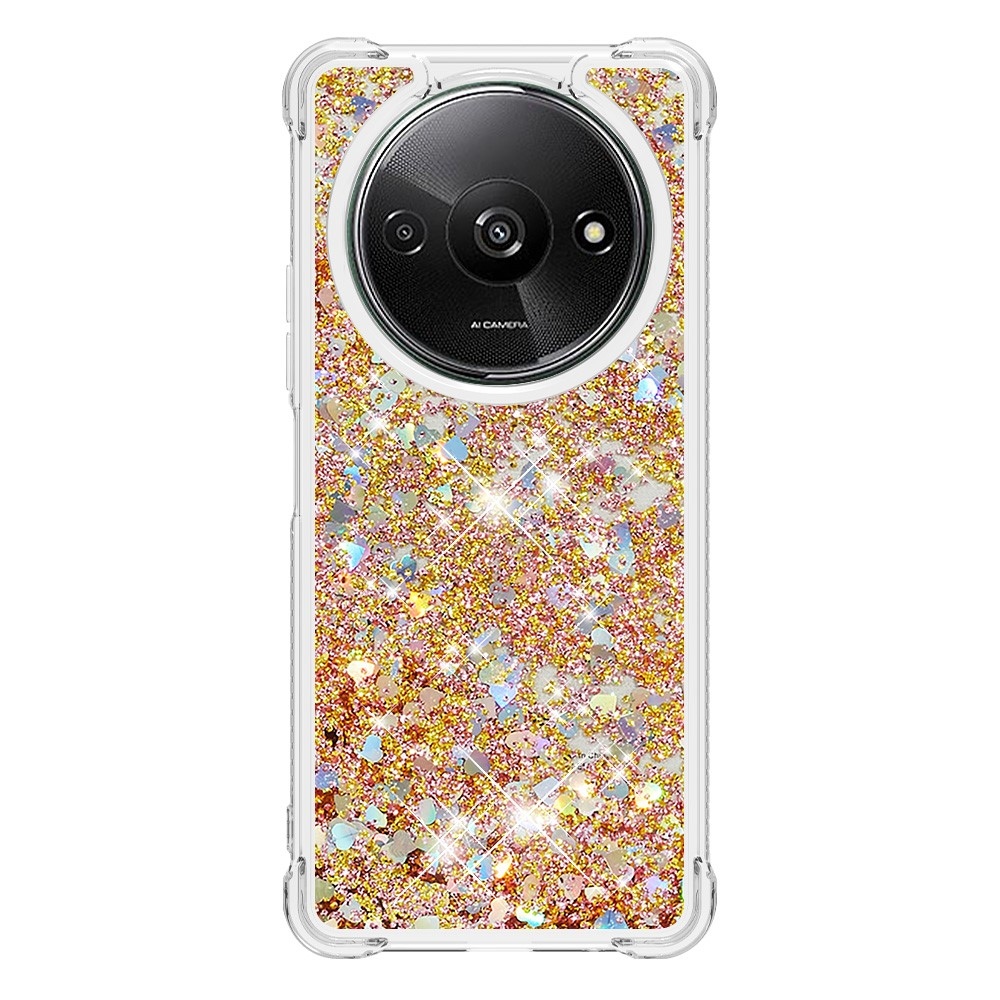Glitter gelový přesýpací obal na Xiaomi Redmi A3 - zlatý/srdíčka