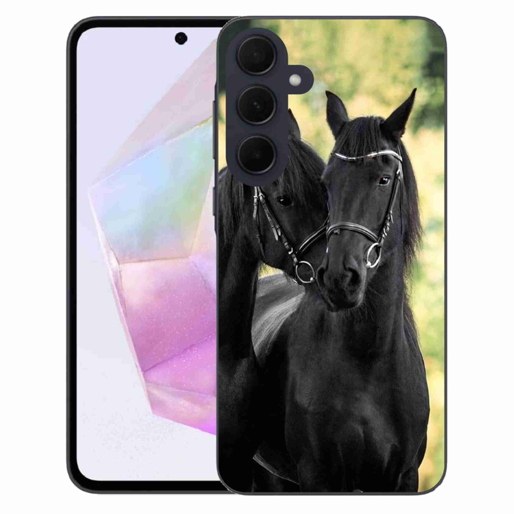Gelový kryt mmCase na Samsung Galaxy A35 5G - dva černí koně