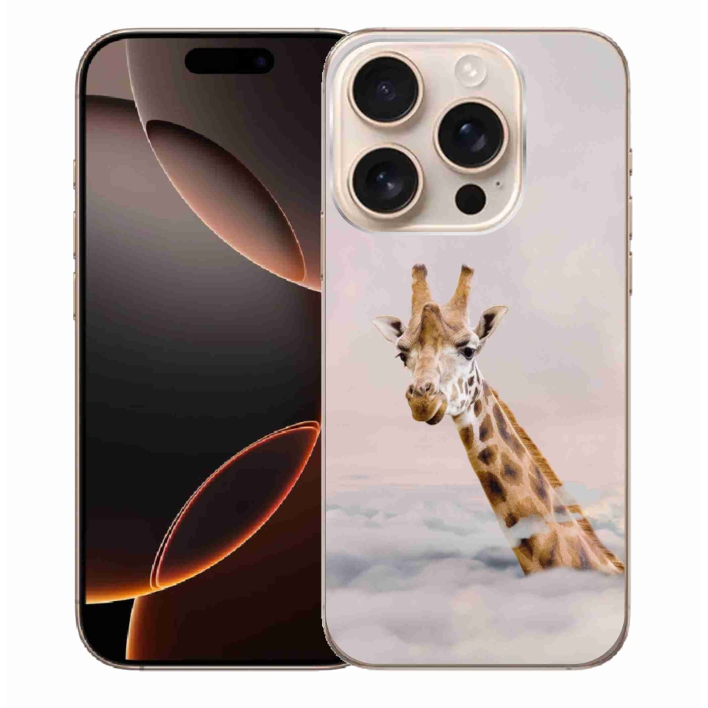 Gelový kryt mmCase na iPhone 16 Pro Max - žirafa v oblacích