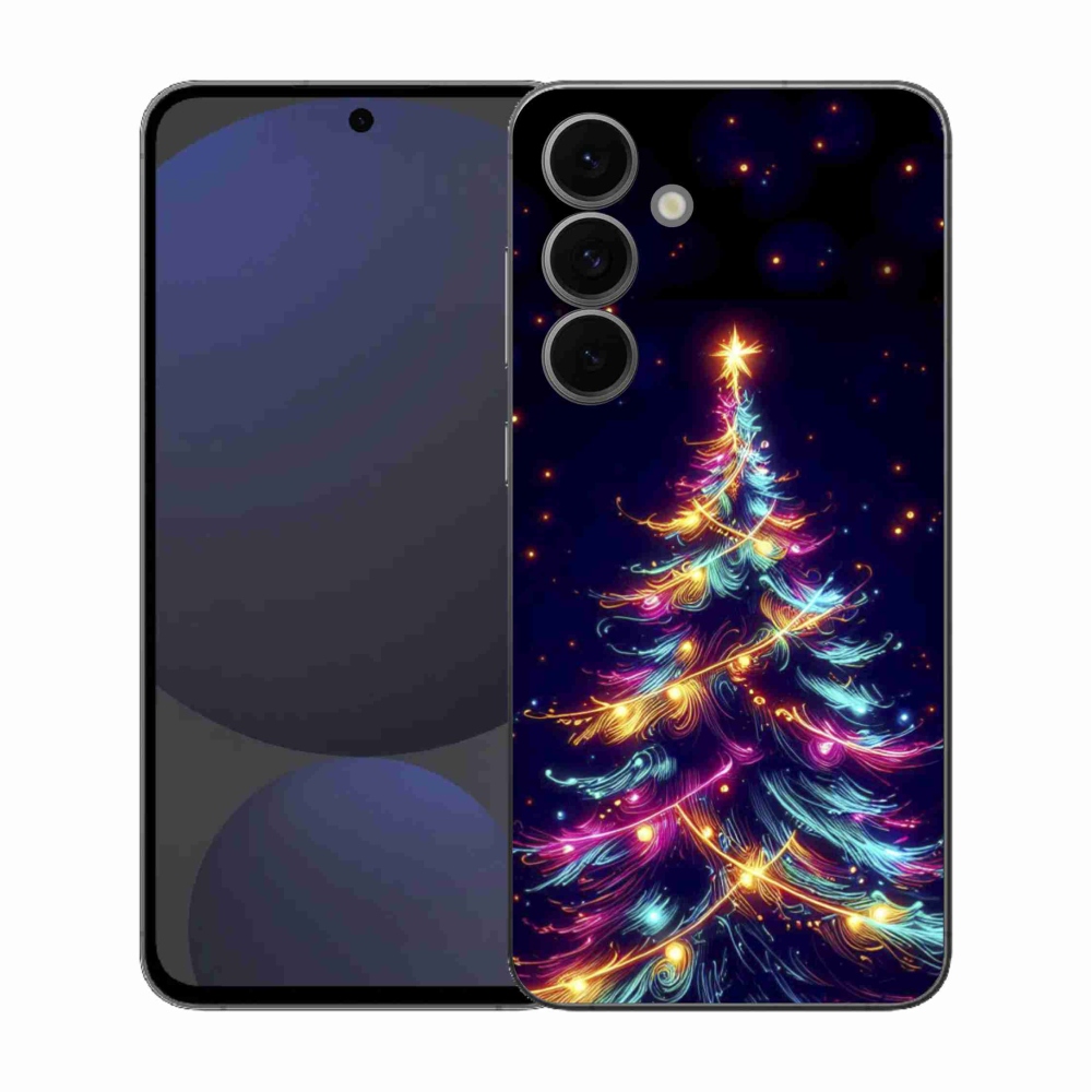 Gelový kryt mmCase na Samsung Galaxy S25 FE - neonový vánoční stromek
