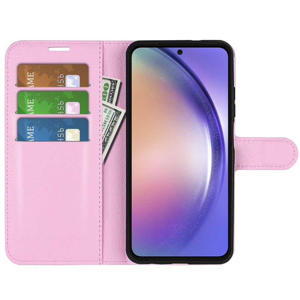 Litchi knížkové pouzdro na Samsung Galaxy A55 5G - růžové