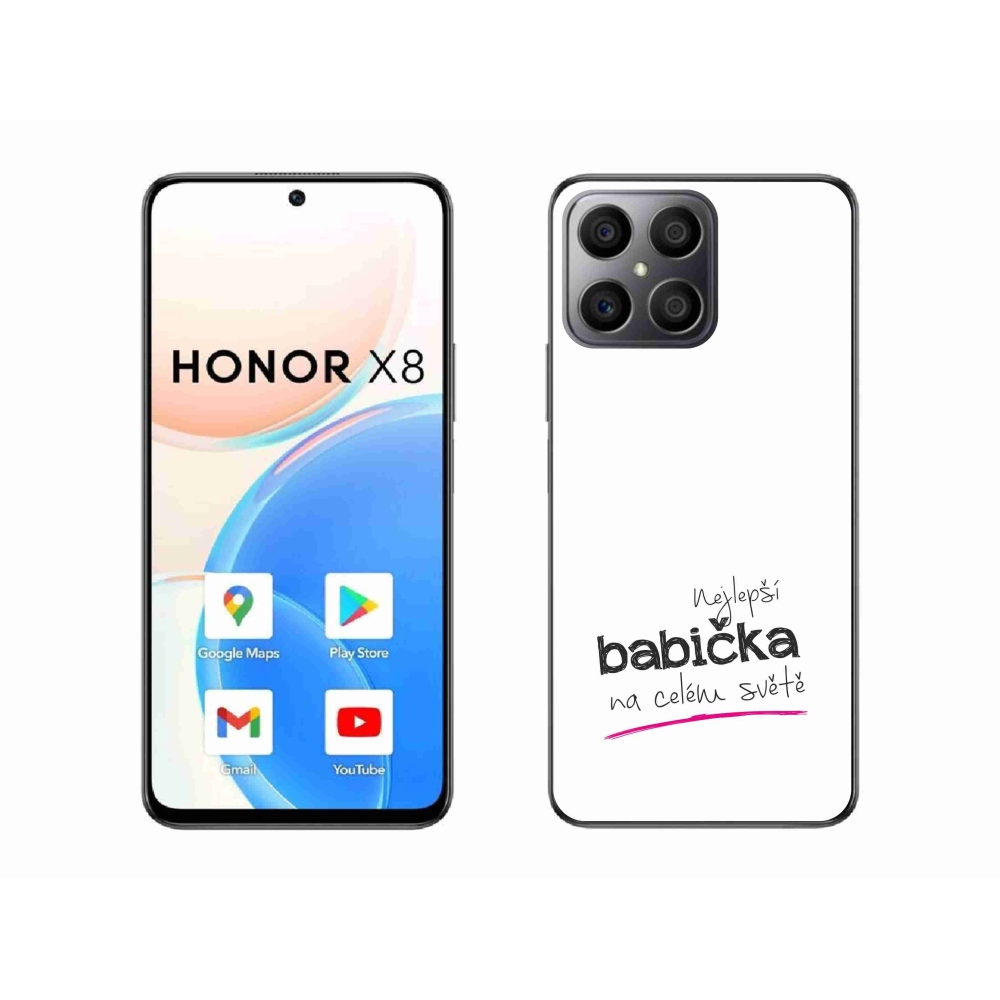 Gelový kryt mmCase na Honor X8 4G - nejlepší babička 4 bílé pozadí