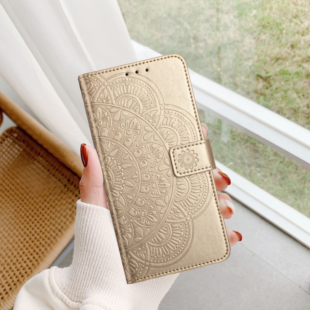 Mandala knížkové pouzdro na Xiaomi Redmi 13C 5G - zlaté