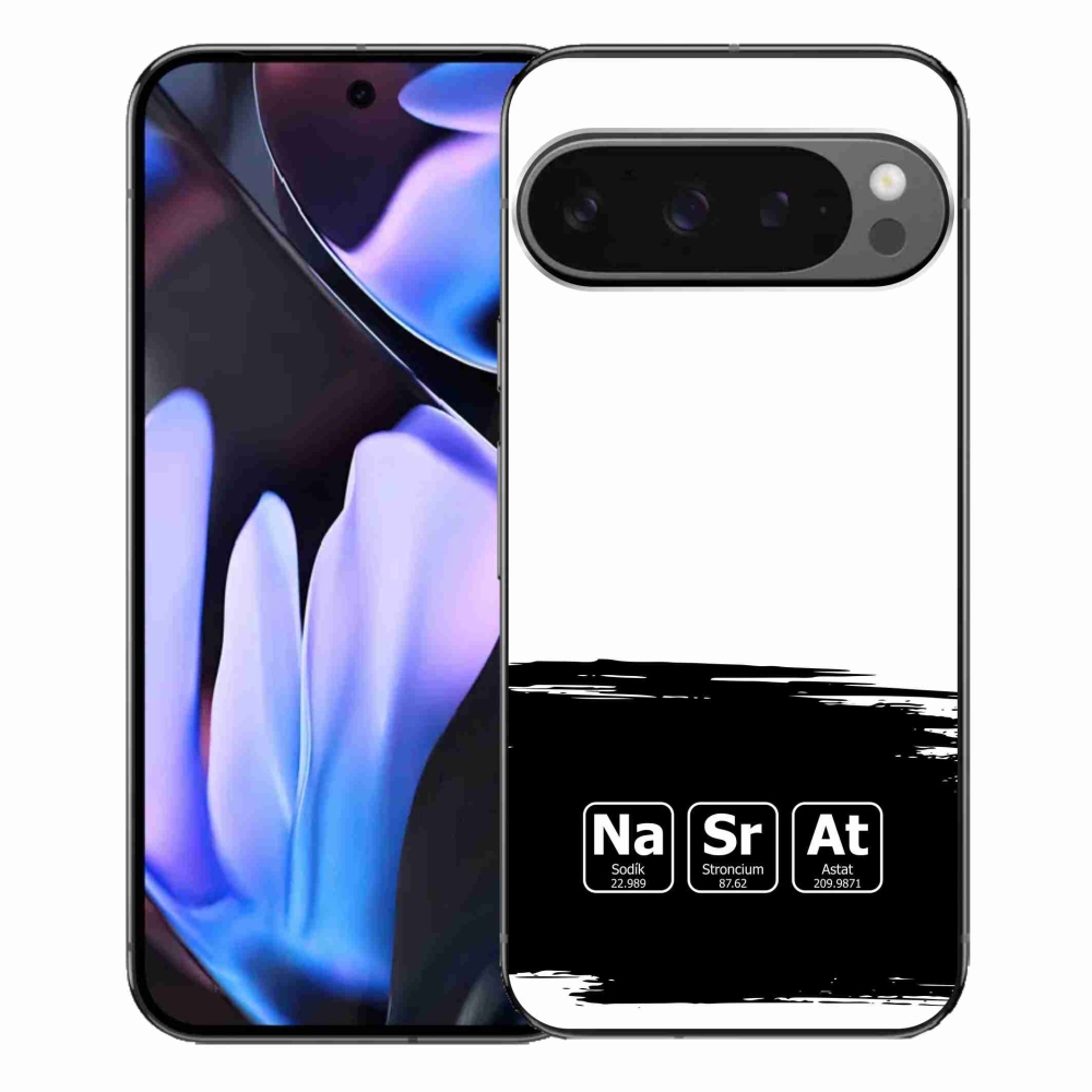 Gelový kryt mmCase na Google Pixel 9 Pro XL - chemické prvky černobílé pozadí