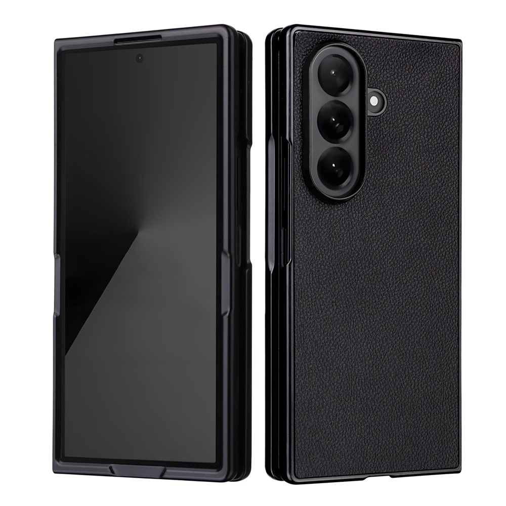 Leather plastový obal potažený umělou kůží na Samsung Galaxy Z Fold7 5G - černý