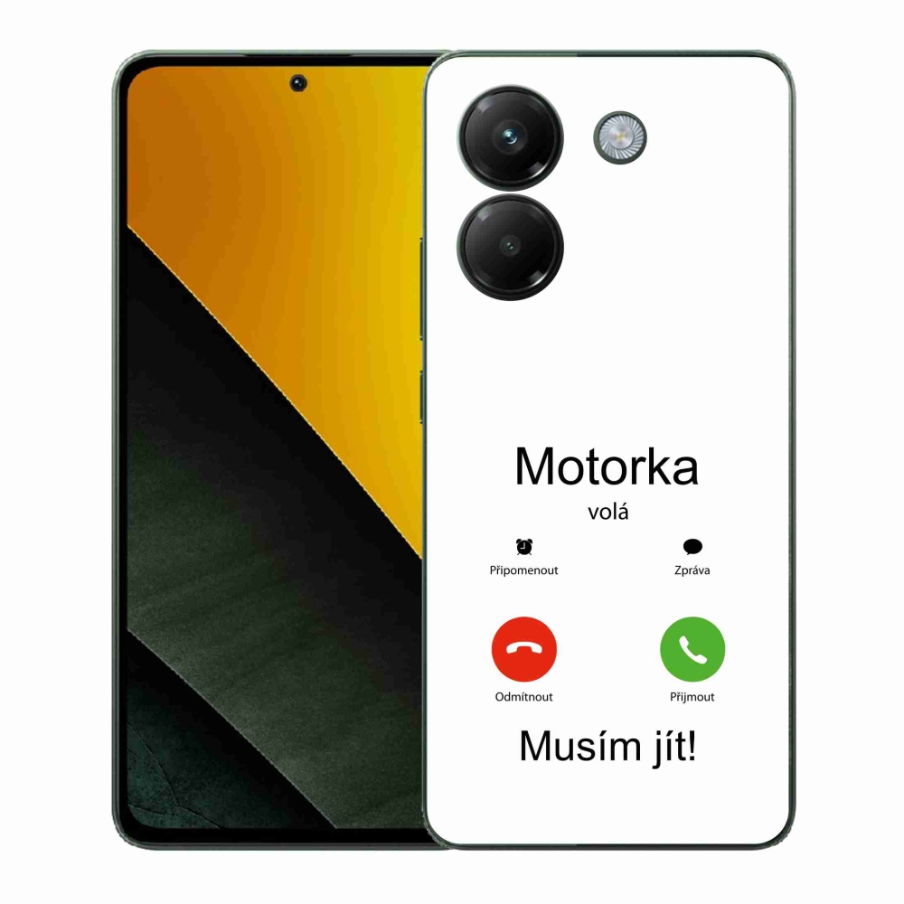 Gelový kryt mmCase na Xiaomi Poco M7 Pro 5G - motorka volá bílé pozadí