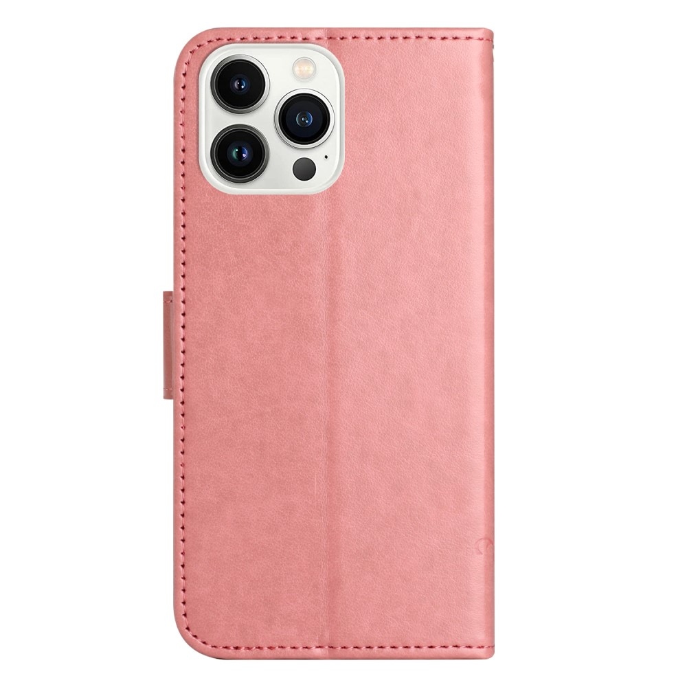 Flower knížkové pouzdro na iPhone 16 Pro - růžové