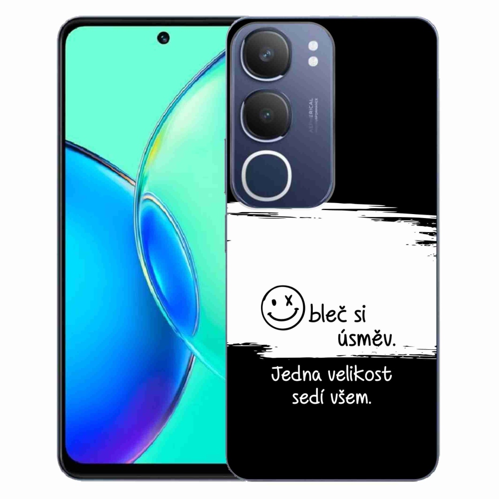Gelový kryt mmCase na Vivo Y19s - vtipný text 8 bíločerné pozadí