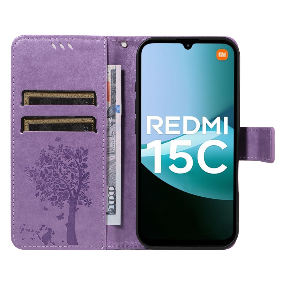 Trees knížkové pouzdro na Xiaomi Redmi 15C 4G/5G (173mm) - světlefialové