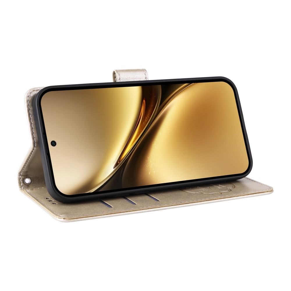 Flowery knížkové pouzdro na Vivo X200 Pro 5G - zlaté