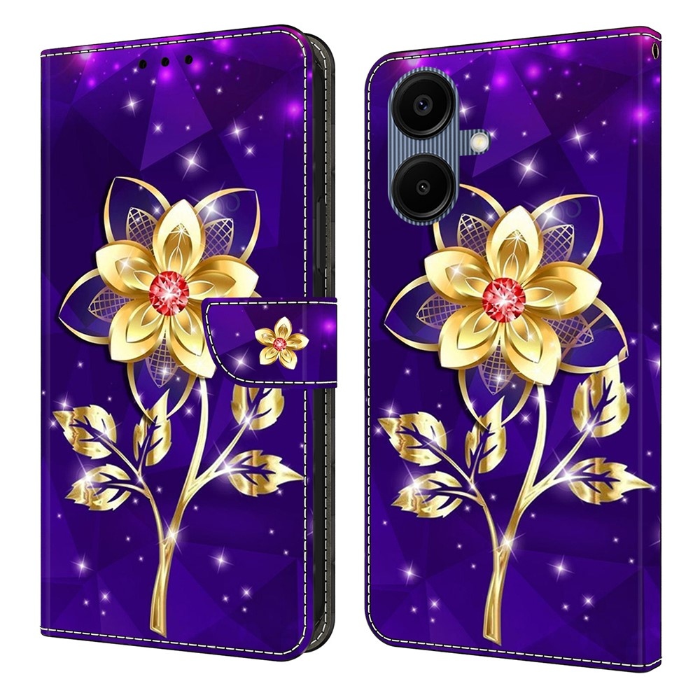 Smooth knížkové pouzdro na Samsung Galaxy A07 4G - zlatá květina