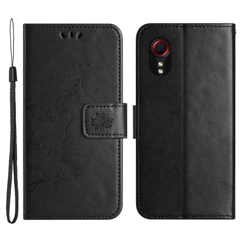 Flower knížkové pouzdro na Samsung Galaxy Xcover 7 - černé