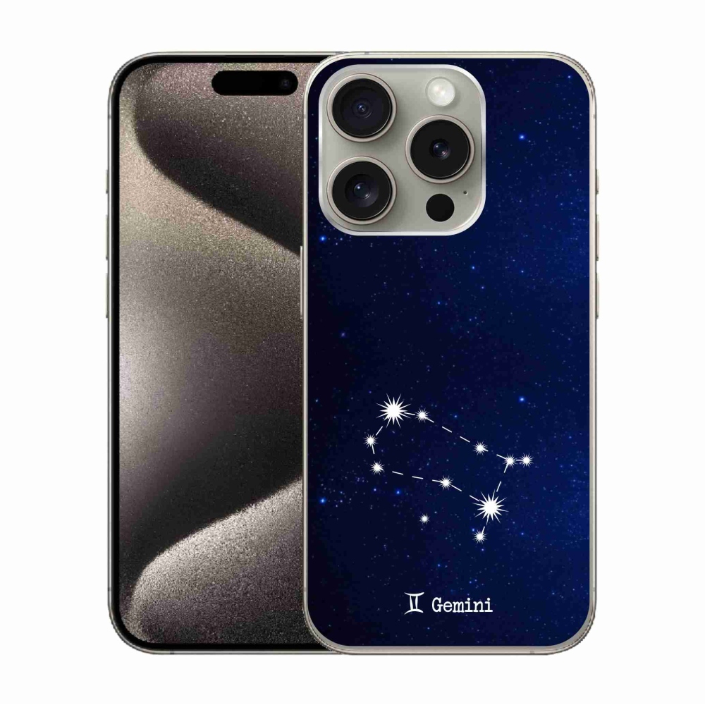 Gelový kryt mmCase na iPhone 15 Pro - souhvězdí Blíženců