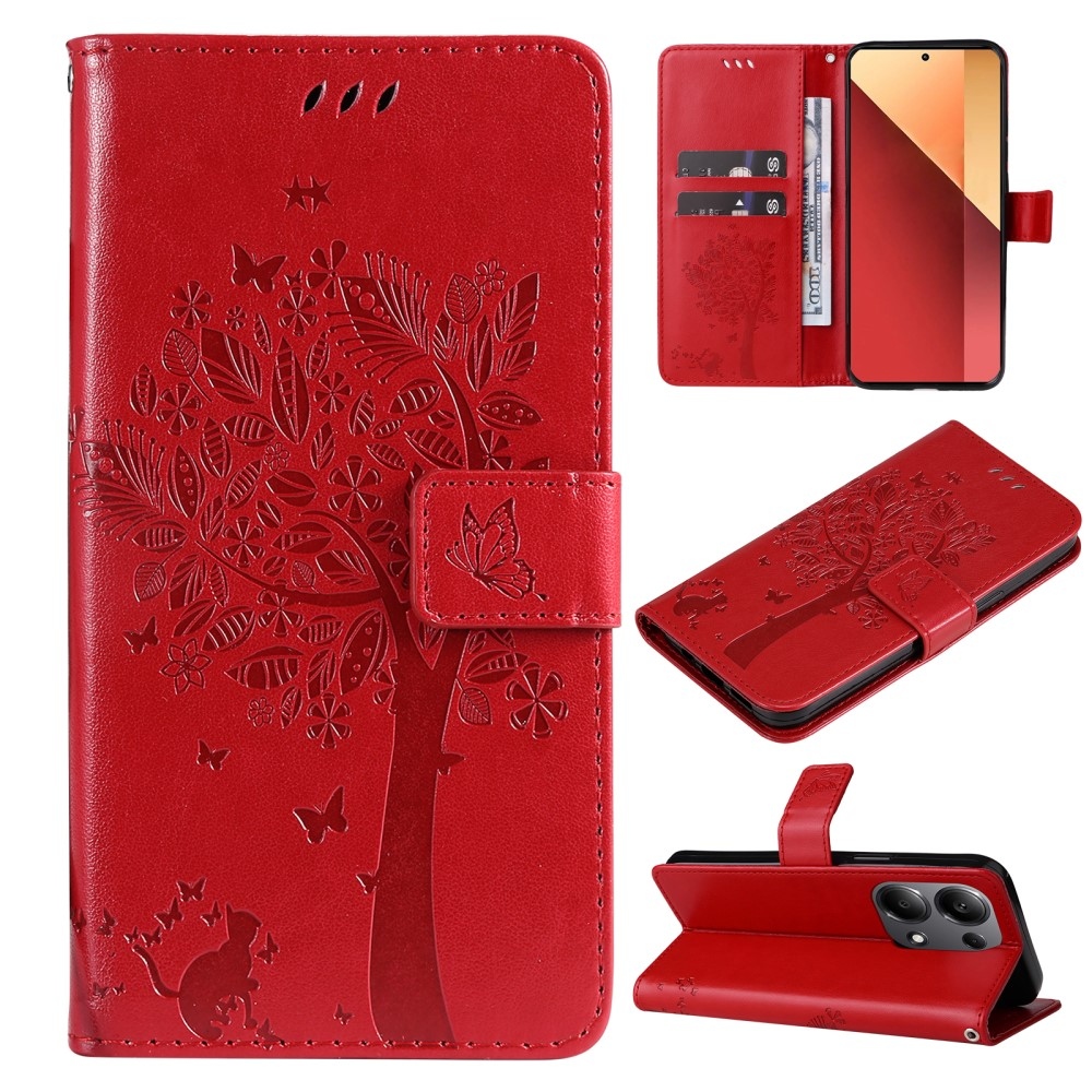 Trees knížkové pouzdro na Xiaomi Redmi Note 13 Pro 4G/Poco M6 Pro - červené