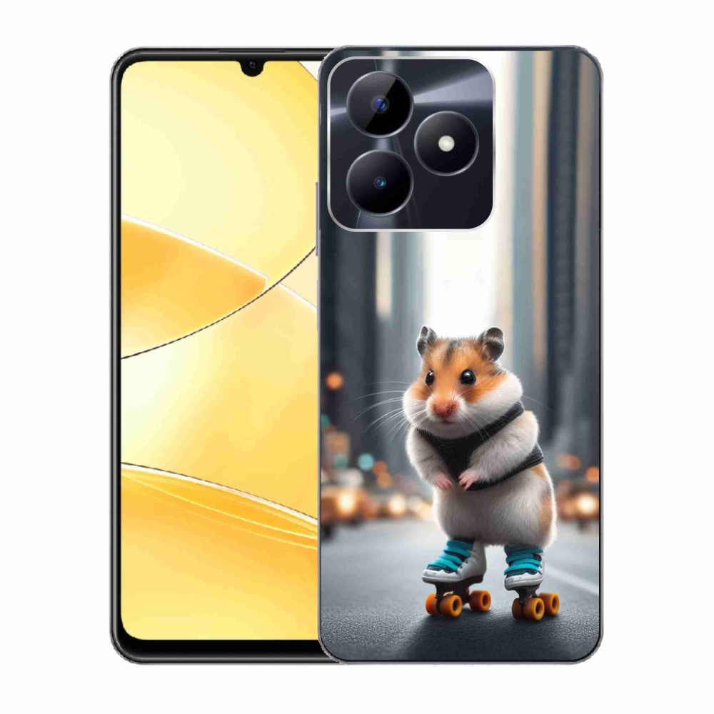 Gelový kryt mmCase na Realme C51/C53 - křeček na bruslích