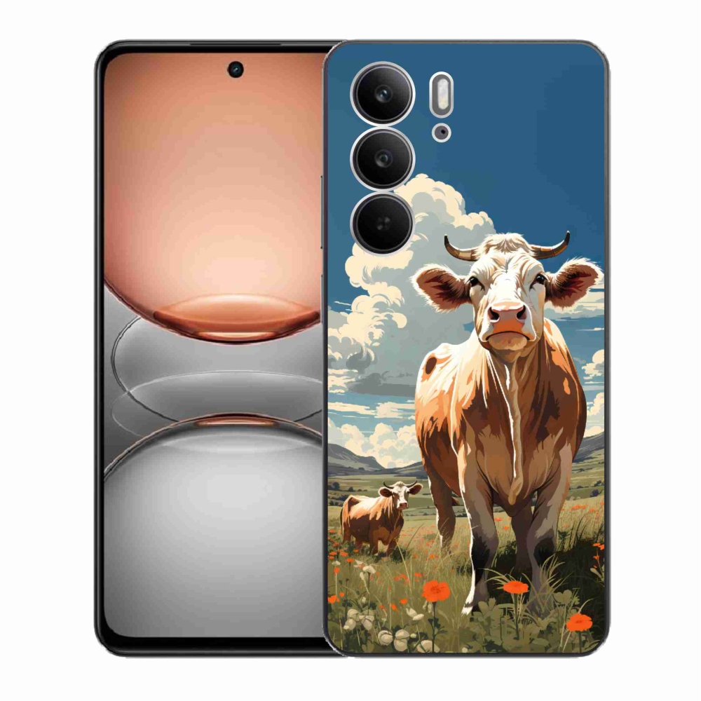 Gelový kryt mmCase na Realme C75 - krávy na louce