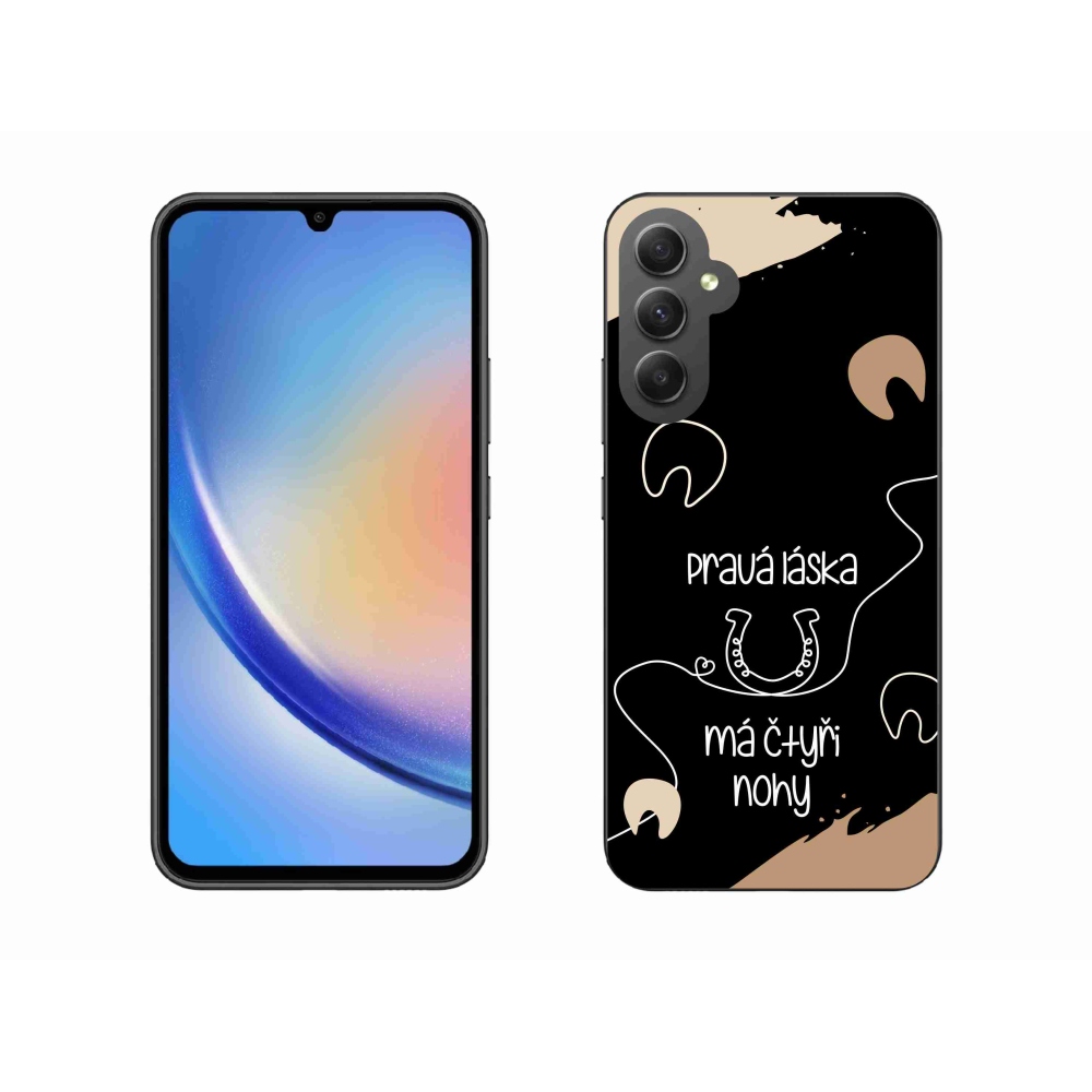 Gelový kryt mmCase na Samsung Galaxy A34 5G - koňský motiv černé pozadí