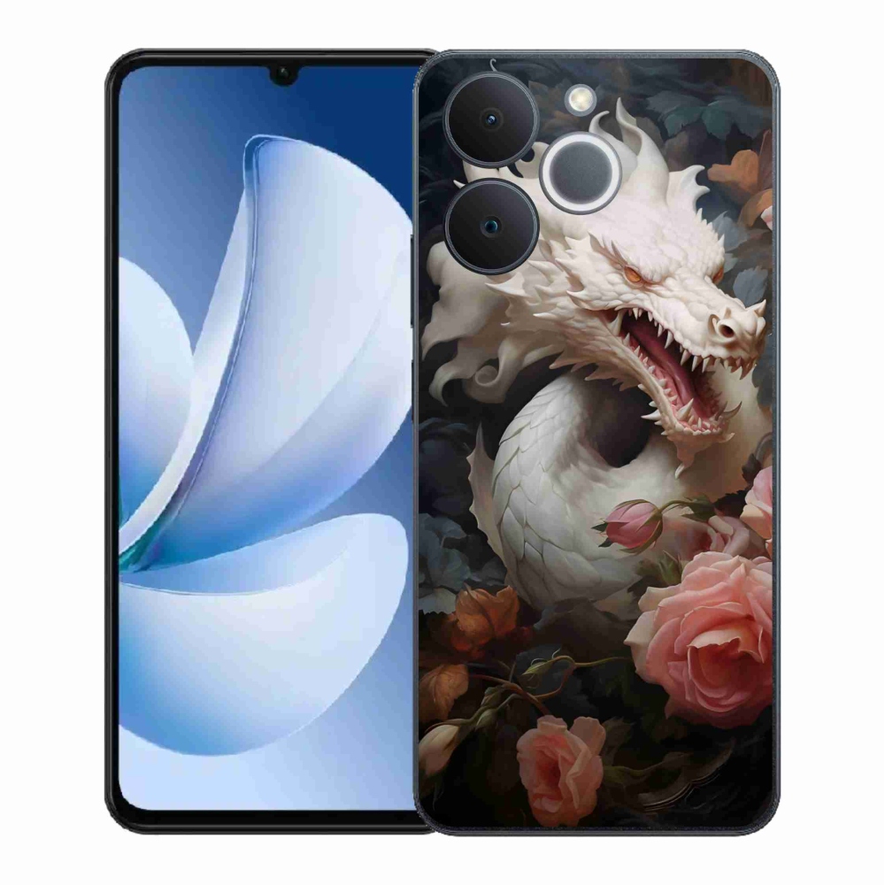 Gelový kryt mmCase na Realme Note 70T - bílý drak