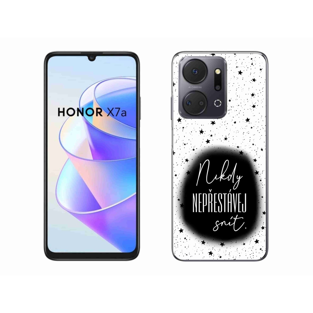 Gelový kryt mmCase na Honor X7a - citát 1 černobílé pozadí