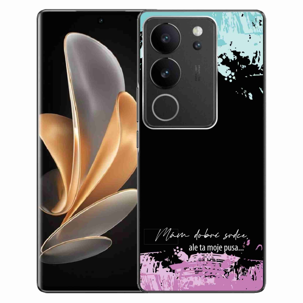 Gelový kryt mmCase na Vivo V29 5G - vtipný text 3 černé pozadí