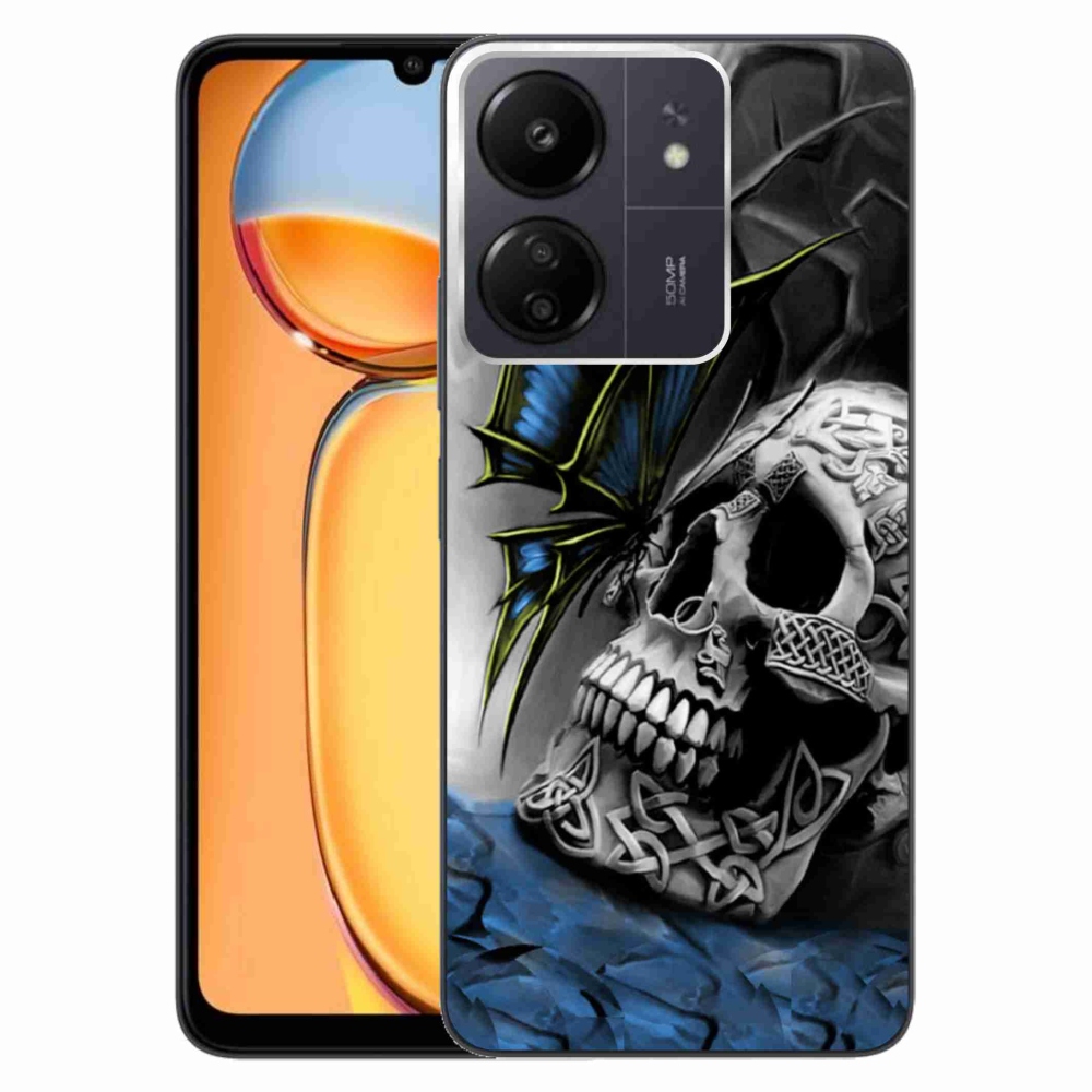 Gelový kryt mmCase na Xiaomi Poco C65/Redmi 13C - motýl a lebka