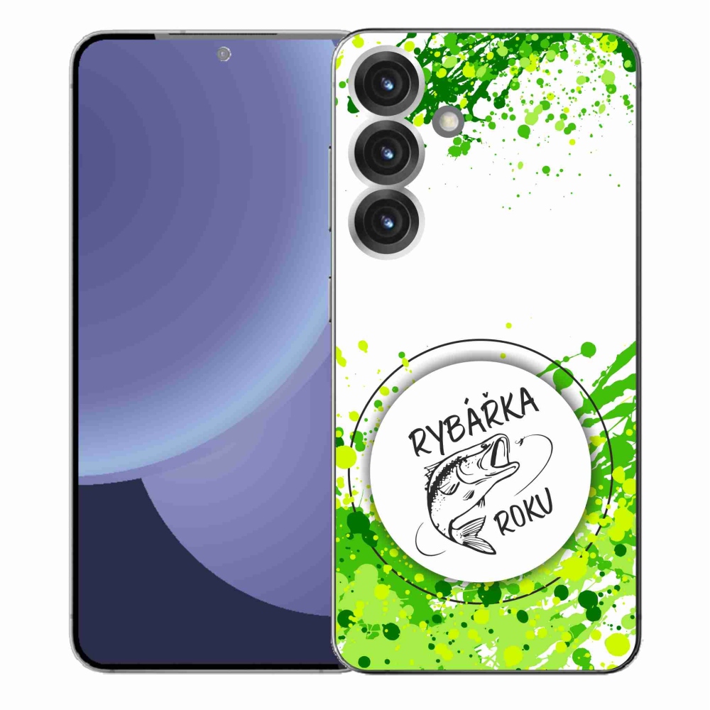 Gelový kryt mmCase na Samsung Galaxy S25+ - rybářka roku bílé pozadí