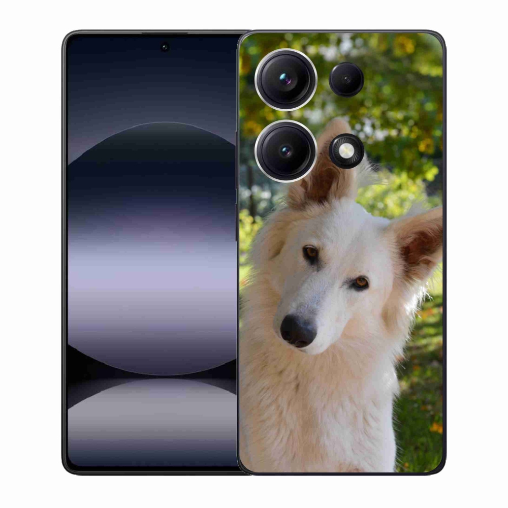 Gelový kryt mmCase na Xiaomi Redmi Note 14S - bílý švýcarský ovčák 1