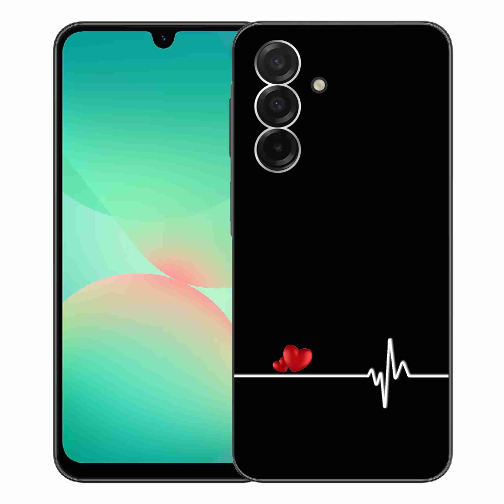 Gelový kryt mmCase na Samsung Galaxy A26 5G - srdce a tep černé pozadí