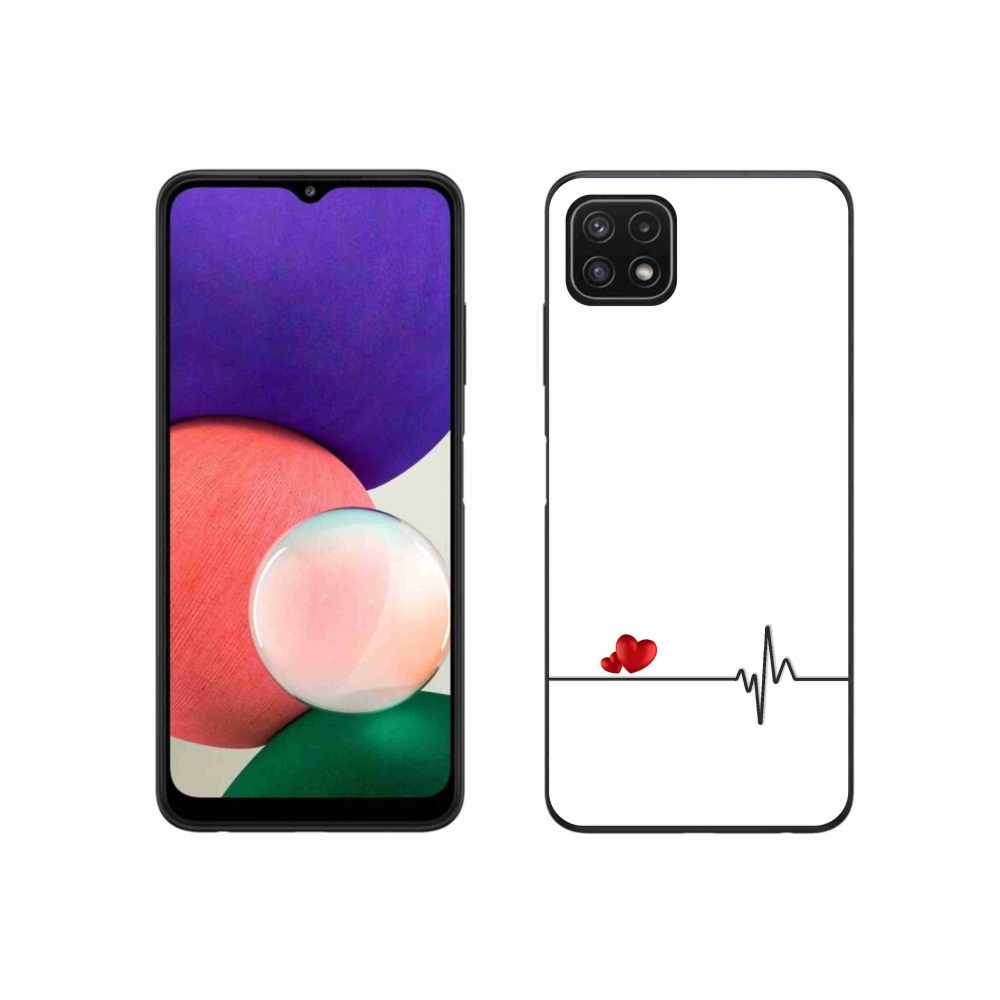 Gelový kryt mmCase na Samsung Galaxy A22 5G - srdce a tep bílé pozadí