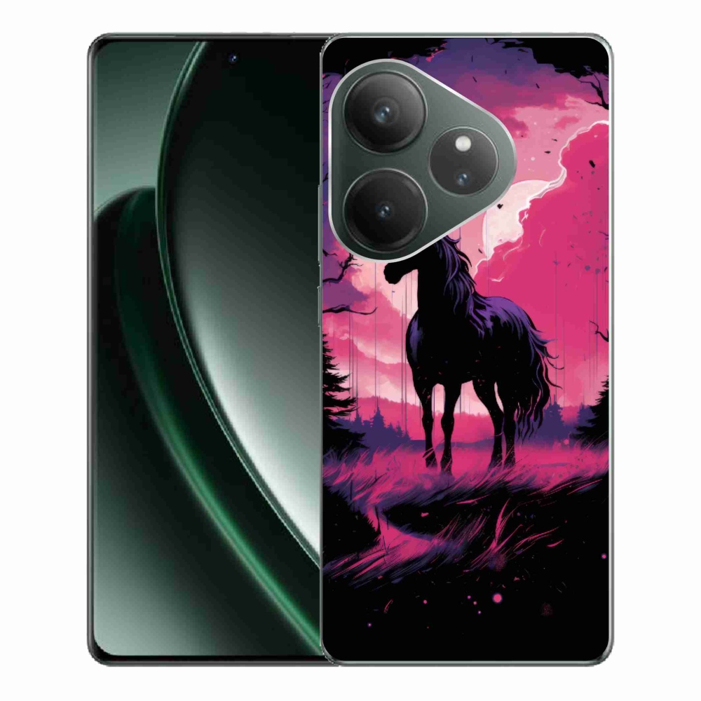 Gelový kryt mmCase na Realme GT 6 5G/GT 6T 5G - černý kreslený kůň 1