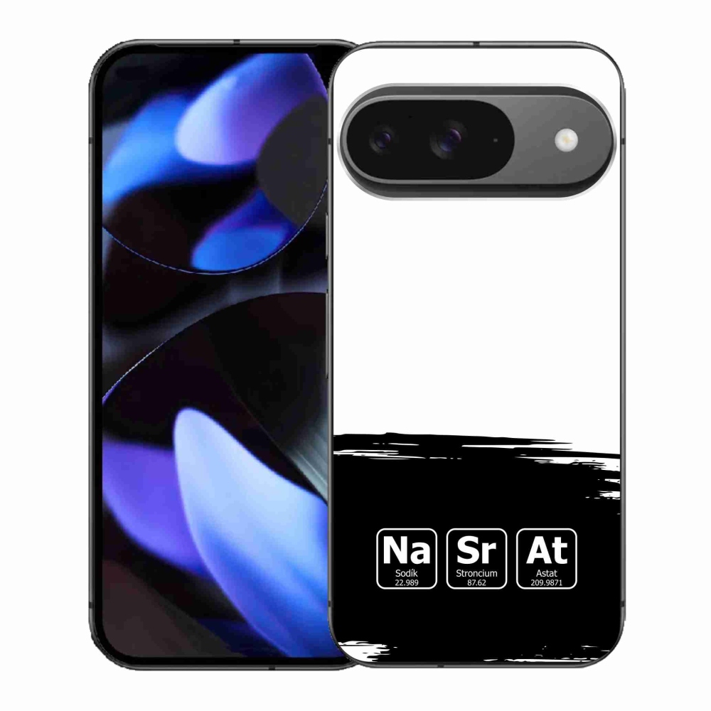 Gelový kryt mmCase na Google Pixel 9/9 Pro - chemické prvky černobílé pozadí