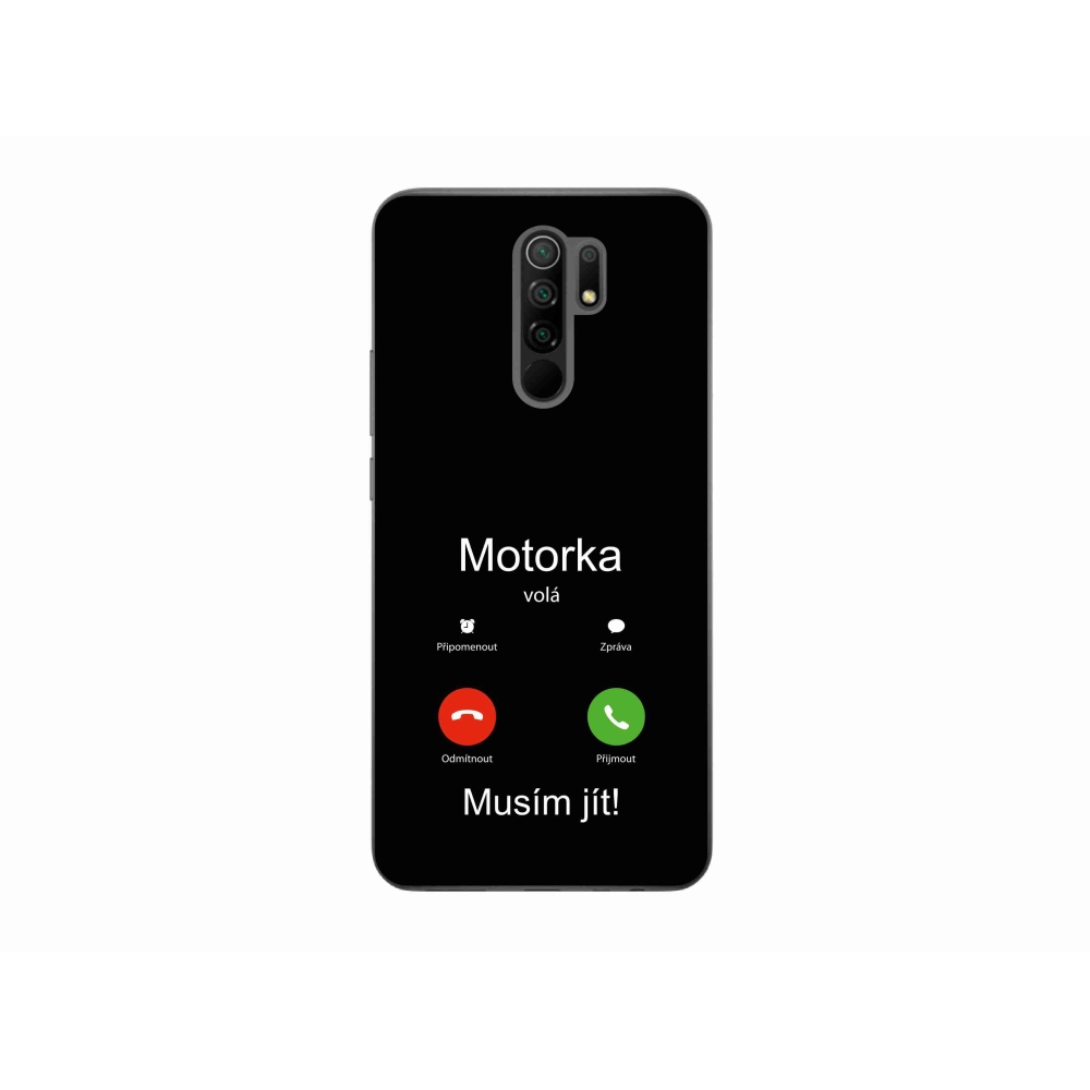 Gelový kryt mmCase na Xiaomi Redmi 9 - motorka volá černé pozadí