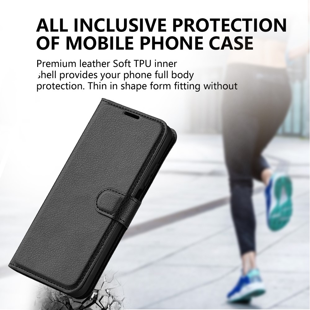 Litchi knížkové pouzdro na Samsung Galaxy S24 FE - černé