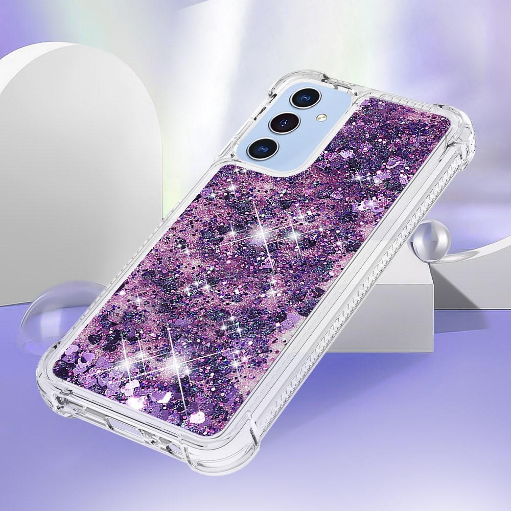 Glitter přesýpací gelový obal na Samsung Galaxy A26 5G - tmavěfialový/srdíčka