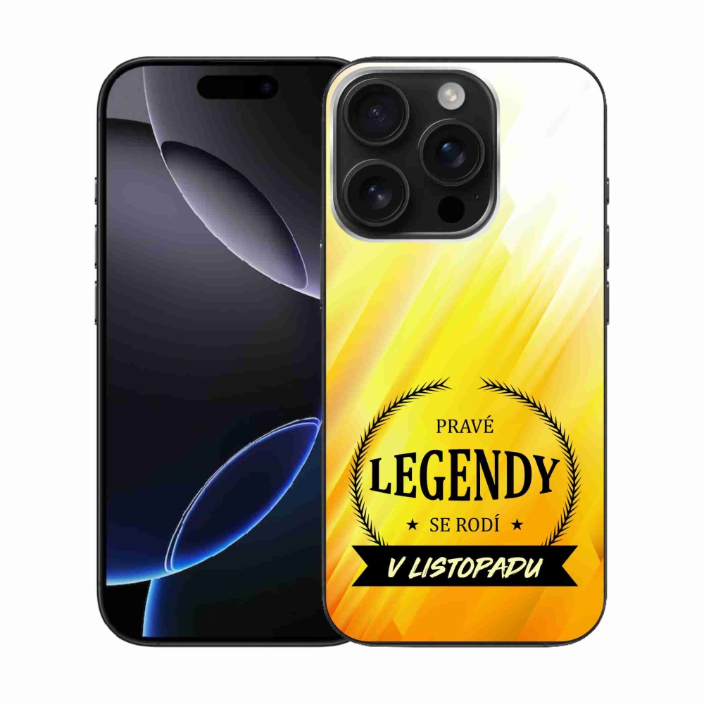 Gelový kryt mmCase na iPhone 16 Pro - legendy v listopadu žluté pozadí