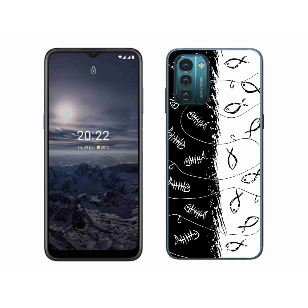 Gelový kryt mmCase na Nokia G11/G21 - kostry a rybky