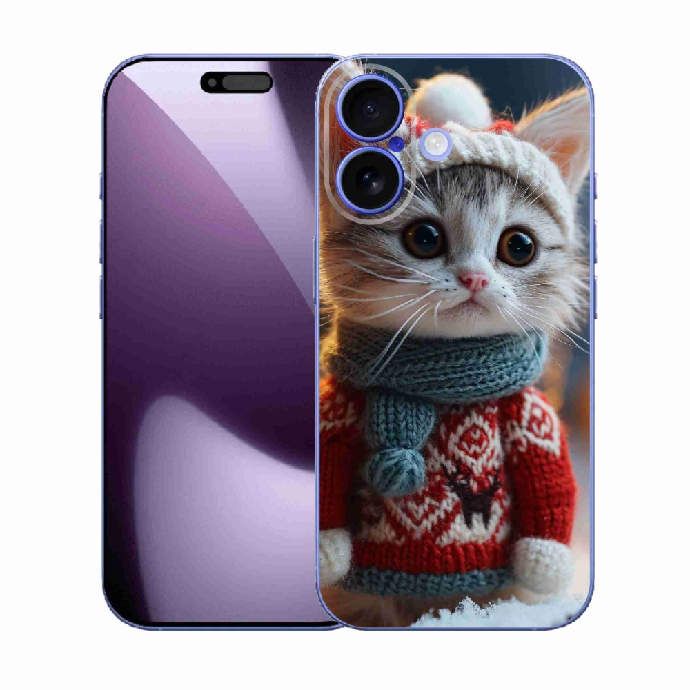 Gelový kryt mmCase na iPhone 17 - kotě ve svetru