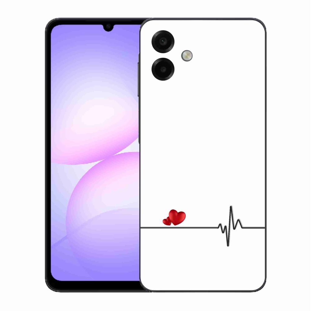 Gelový kryt mmCase na Samsung Galaxy A07 4G - srdce a tep bílé pozadí