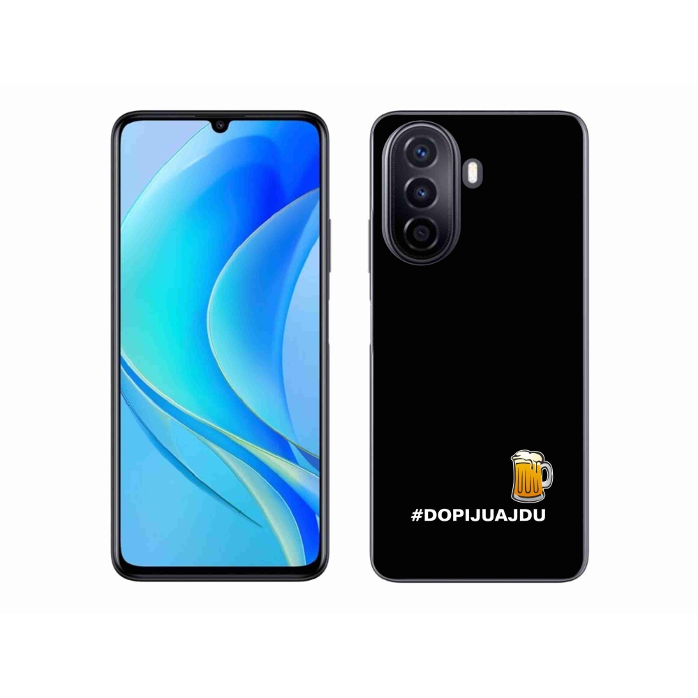 Gelový kryt mmCase na Huawei Nova Y70 - pivní motiv 1 černé pozadí